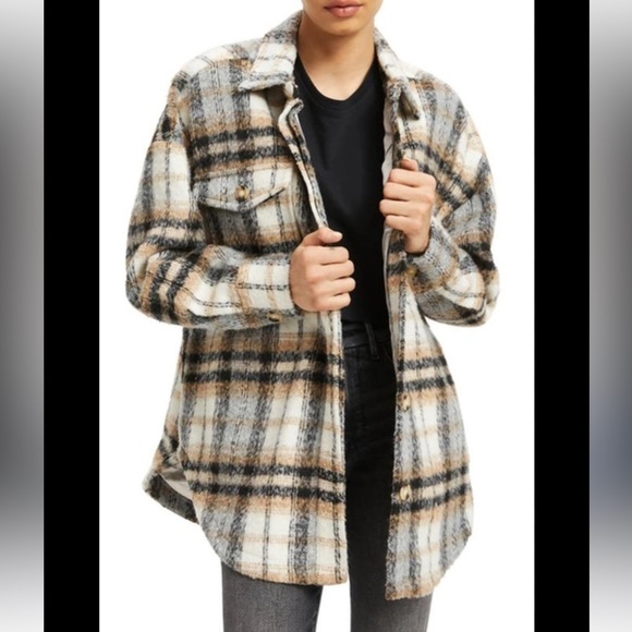 Good American Jackets & Blazers - Good American Oversized Plaid Shacket